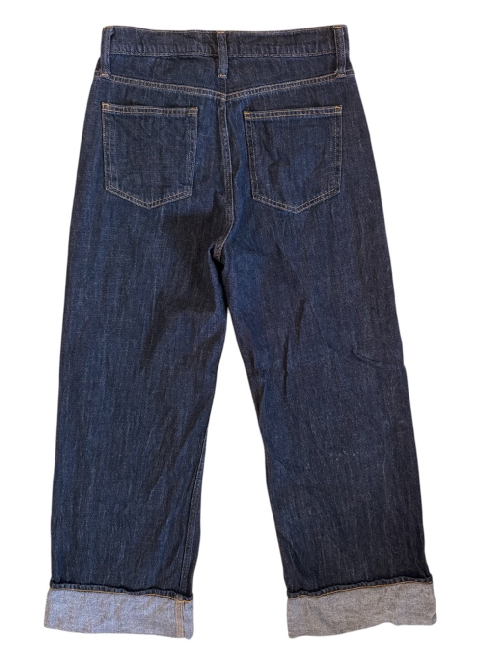 GAP High Rise Wide Leg Cuffed Jeans Size 4/27 R in Dark Wash - Picture 5 of 10